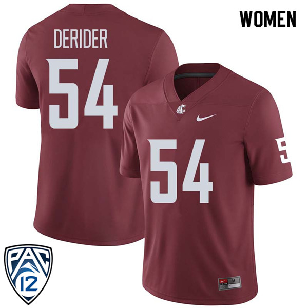 Women #54 Nate DeRider Washington State Cougars College Football Jerseys Sale-Crimson